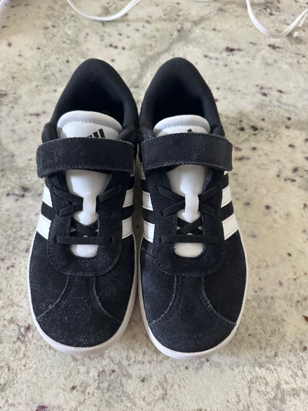 adidas Kids Black and White Velcro Low-Top Sneakers